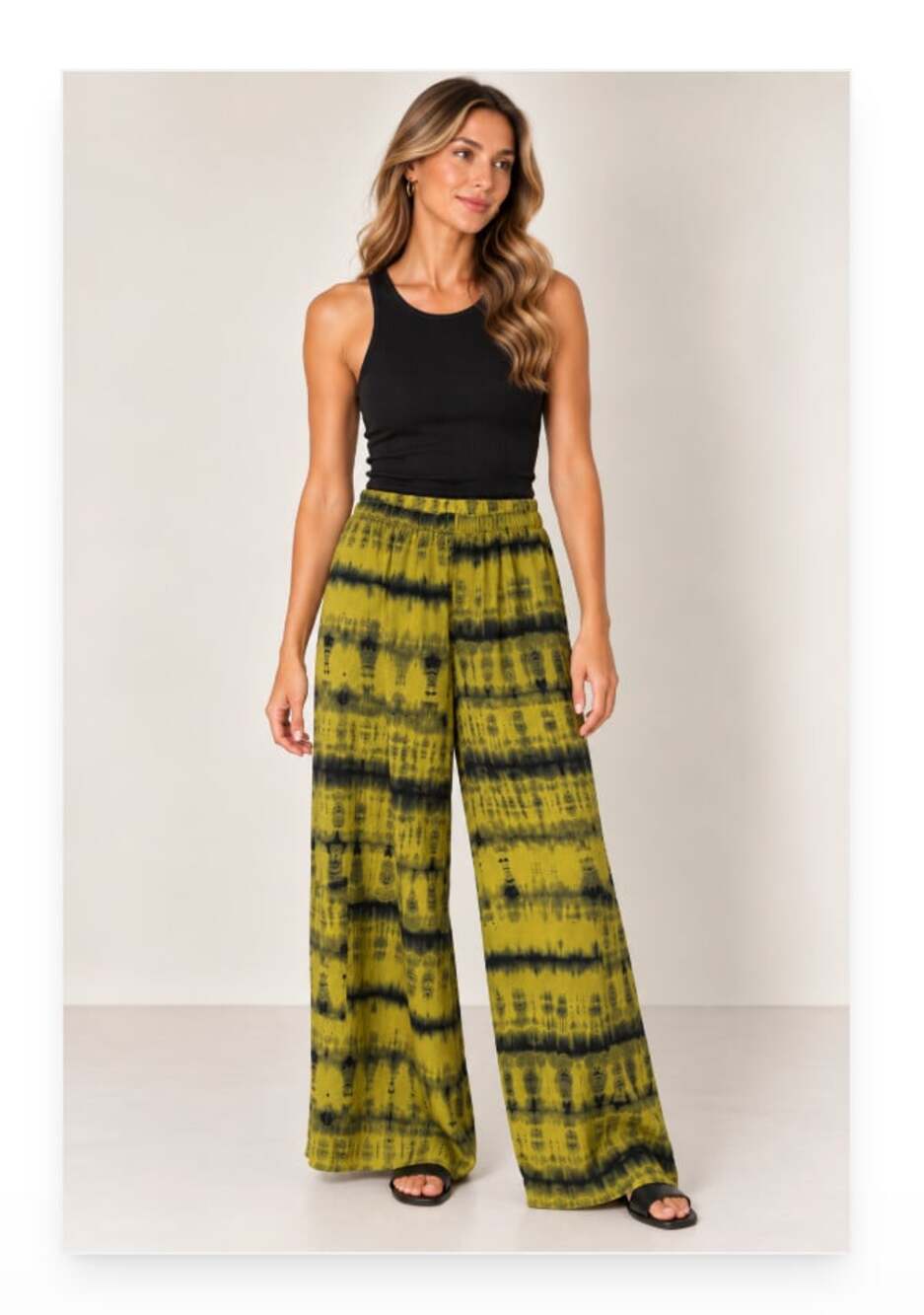 Bryn Walker Pants Womens XL Yellow Tie Dye Wide Leg Elastic Waist Boho